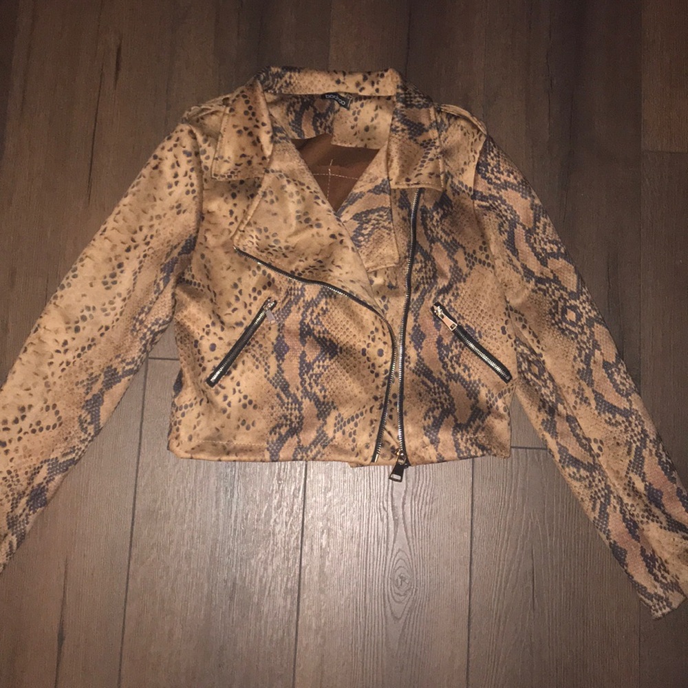 Boohoo Snake Print Bomber Jacket